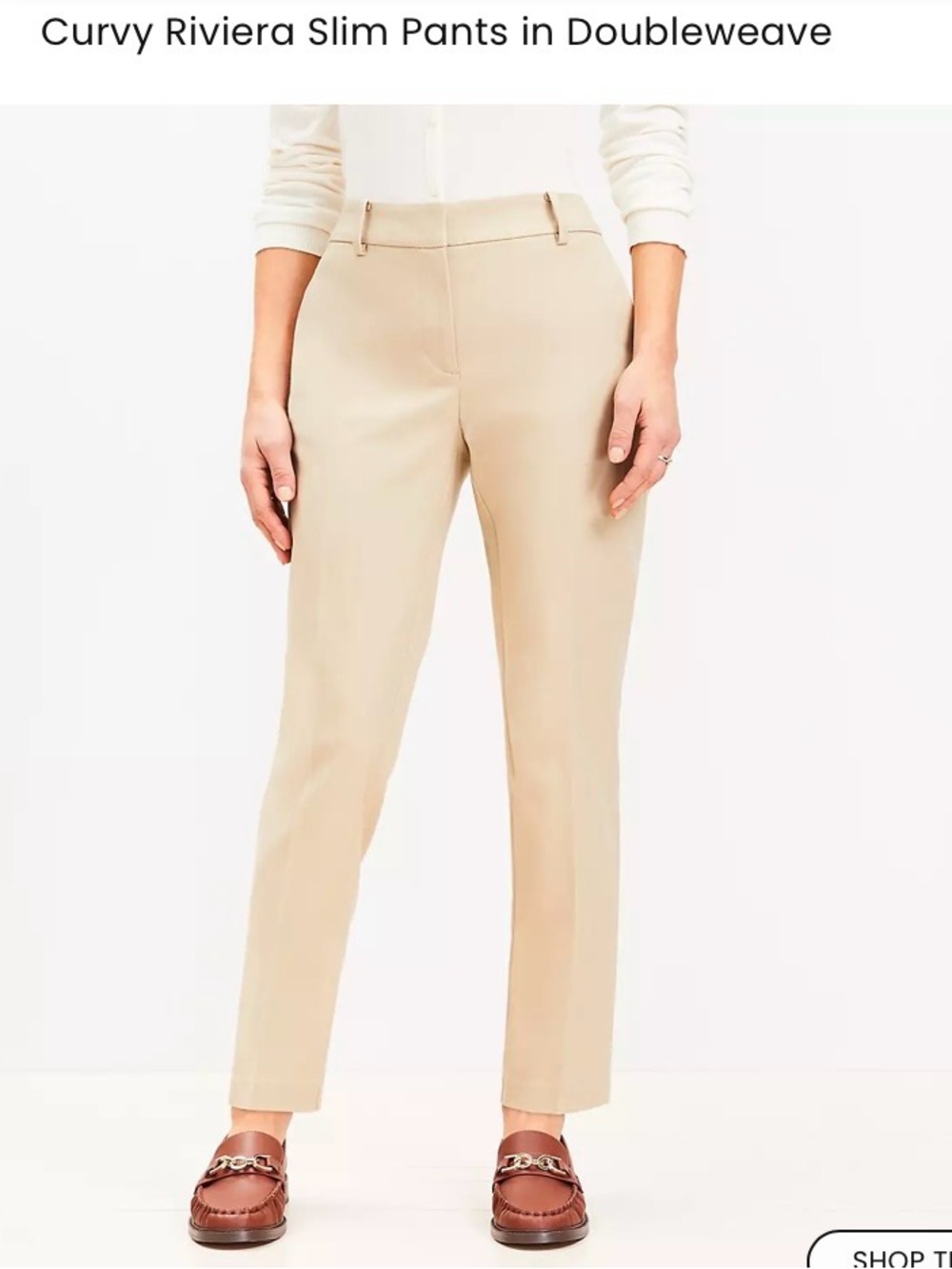 LOFT Curvy Riviera Slim Pants in Doubleweave Soft Wheat 00